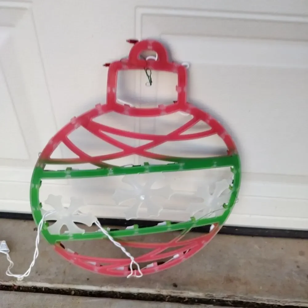 Lighted Christmas Ornament Tested Outside Decoration Red Green